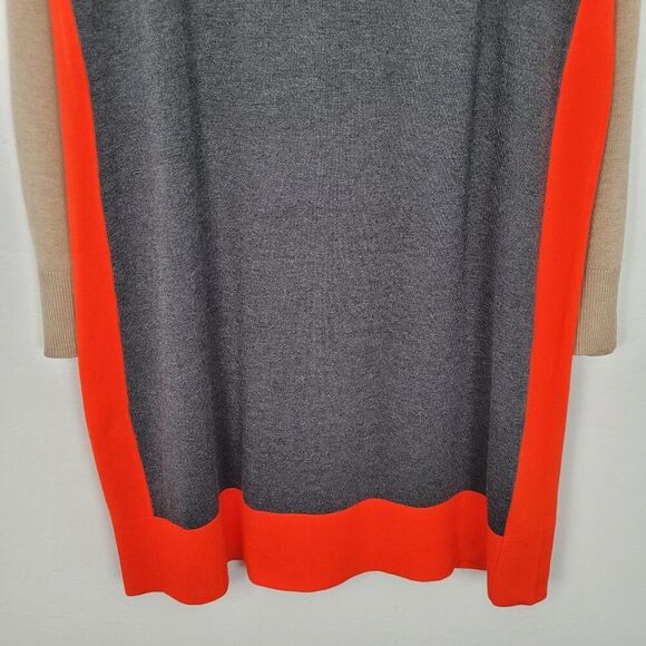 Eliza J Sweater Dress Long Sleeve Colorblock Knit Gray Orange Tan Size 3X - Picture 3 of 11